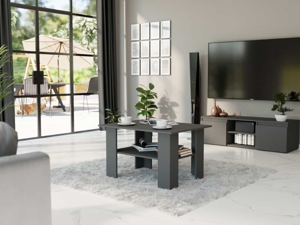 Stolik kawowy prostokątny mały Antracyt 55 x 60 x 80 cm Modern A1