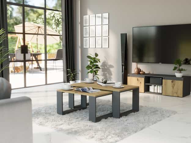 Stolik kawowy modern dąb artisan mix antracyt - modern A7