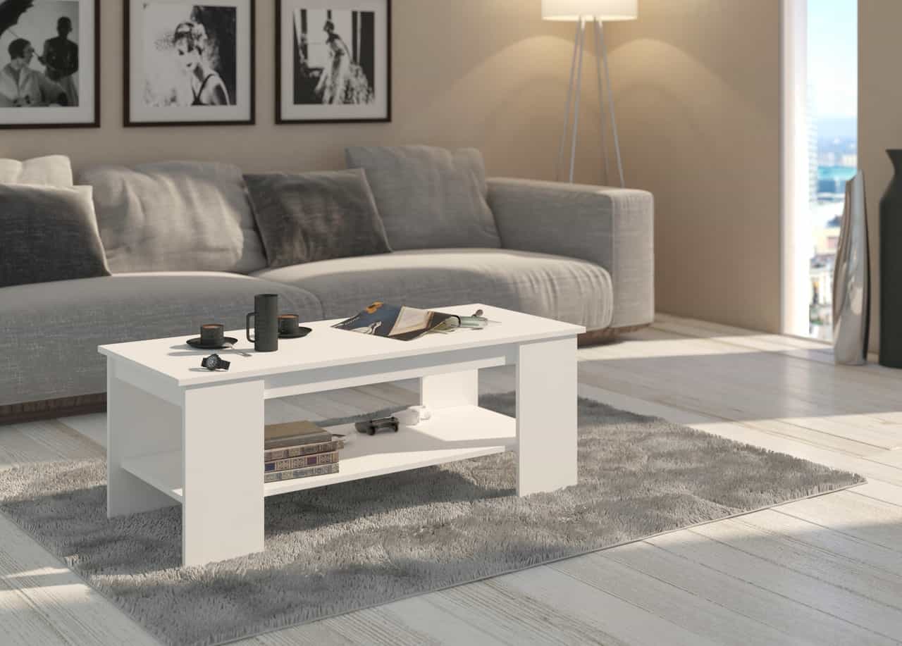 Ława biała do salonu 45 x 120 x 50 cm - modern A4