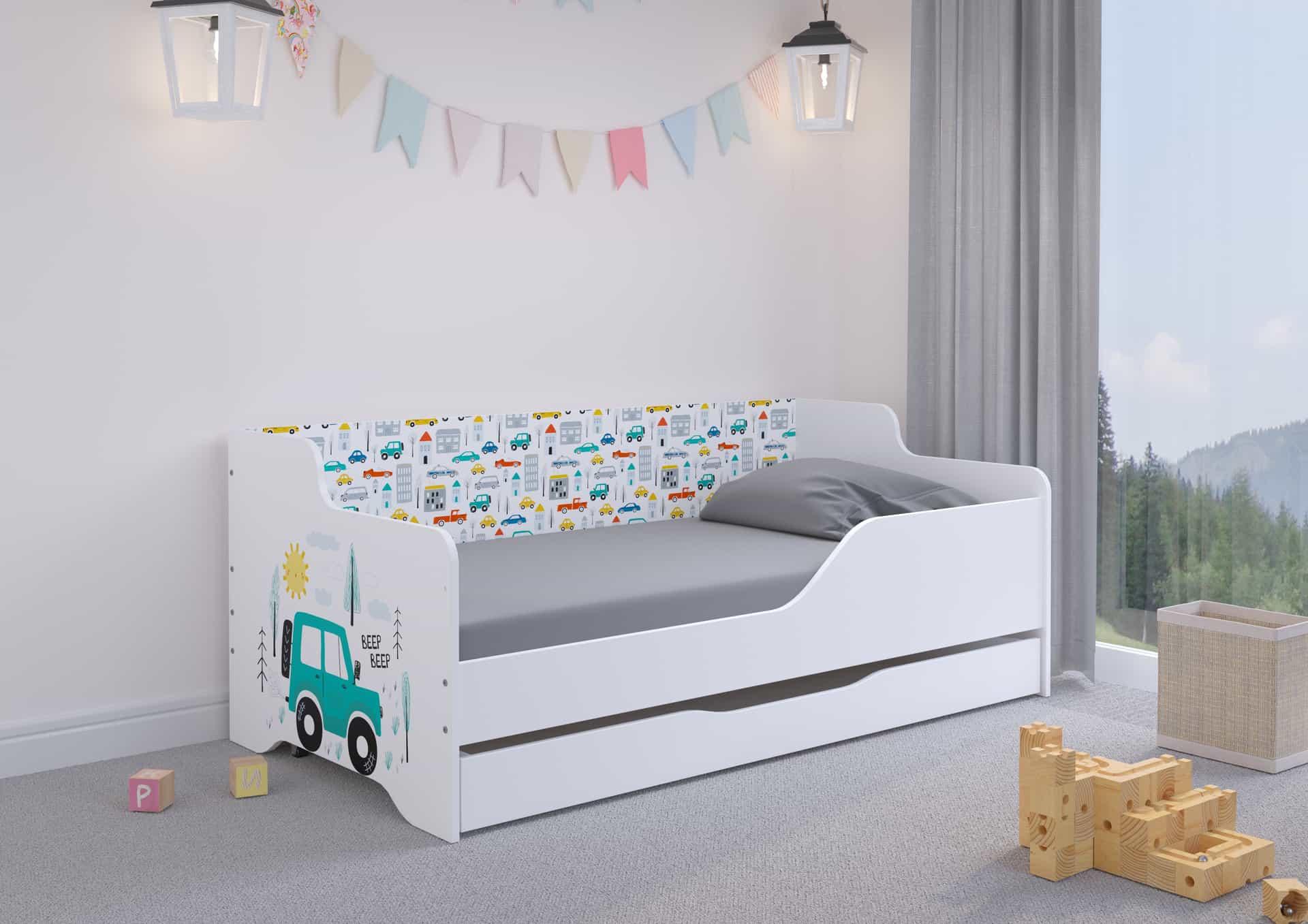 Łóżko dziecięce LILU 160x80 AUTKA -komplet