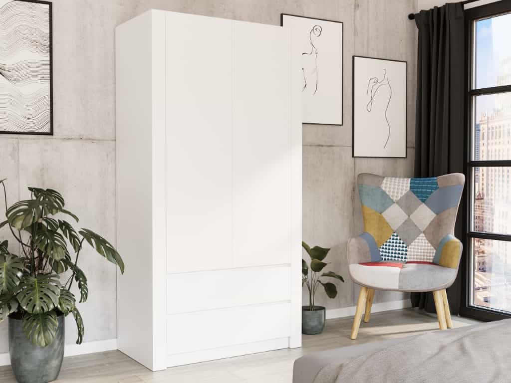 Szafa dwudrzwiowa biała 180 x 90 x 55 cm - modern B20