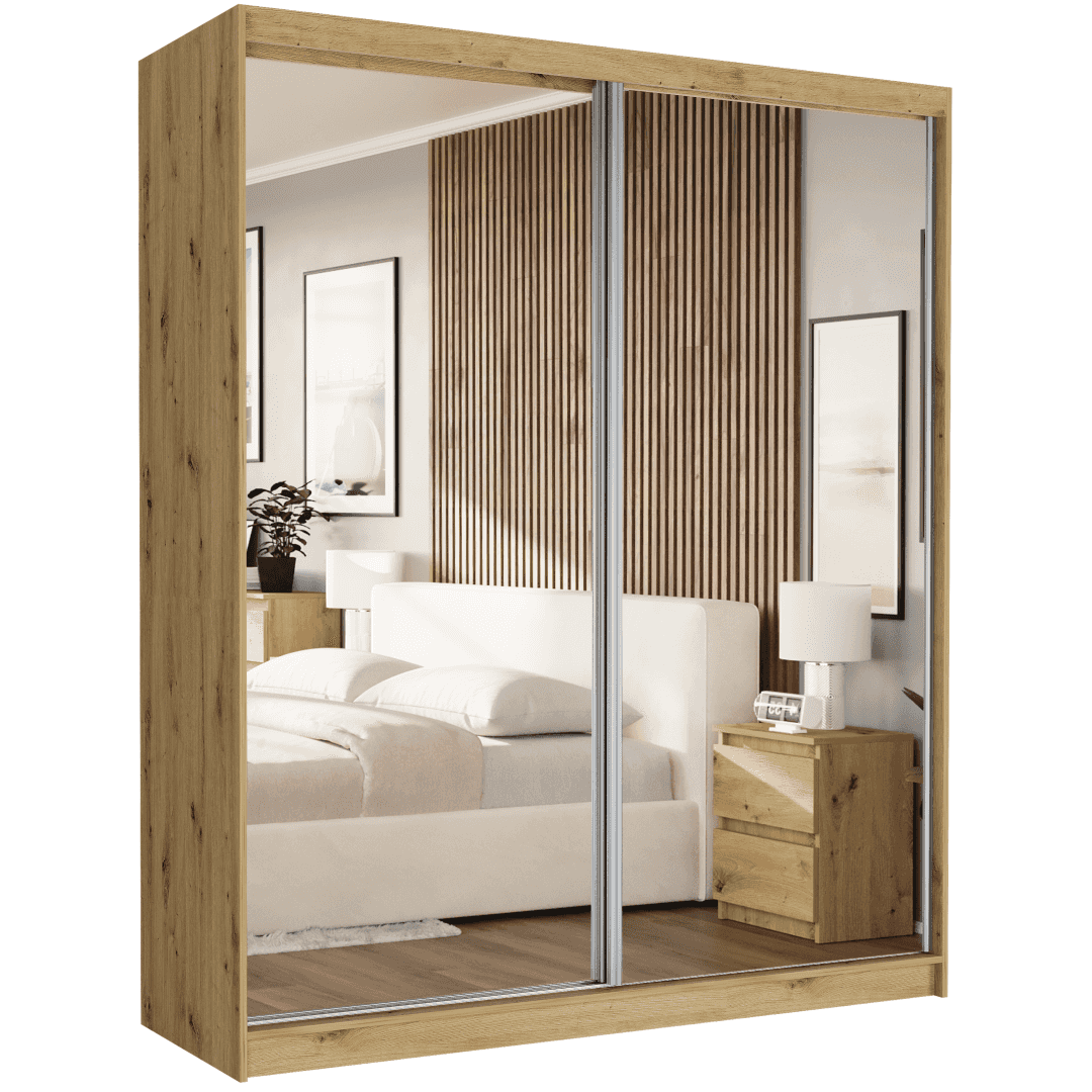 Szafa przesuwna Luna II 183 cm artisan z 2 lustrami 2-drzwi