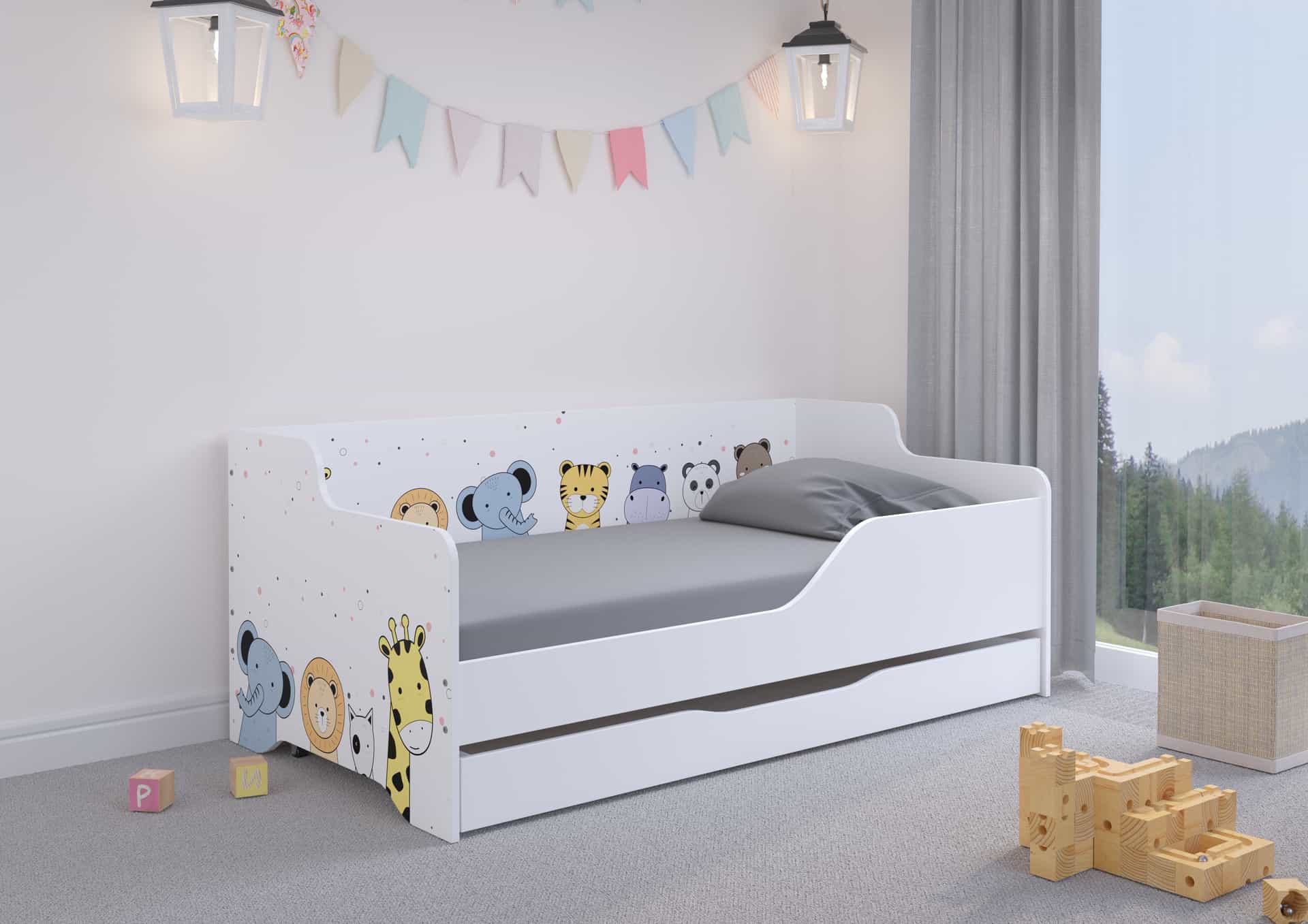 Łóżko dziecięce LILU 160x80 MINI ZOO-komplet