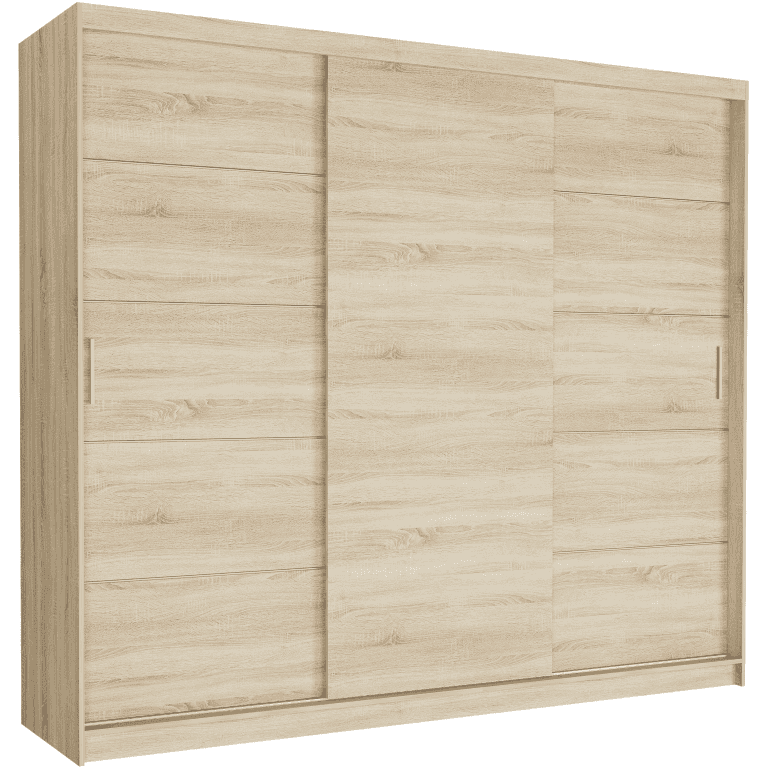 Szafa przesuwna Norvio III 250 cm sonoma 3-drzwi sonoma srebrne szprosy
