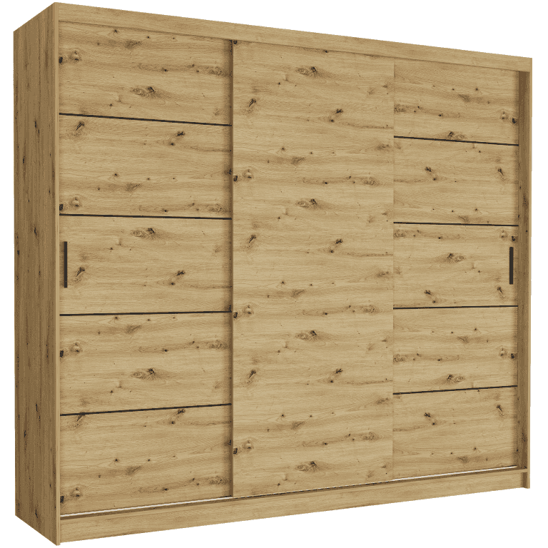 Szafa przesuwna Norvio IV 250 cm artisan 3-drzwi artisan czarne szprosy