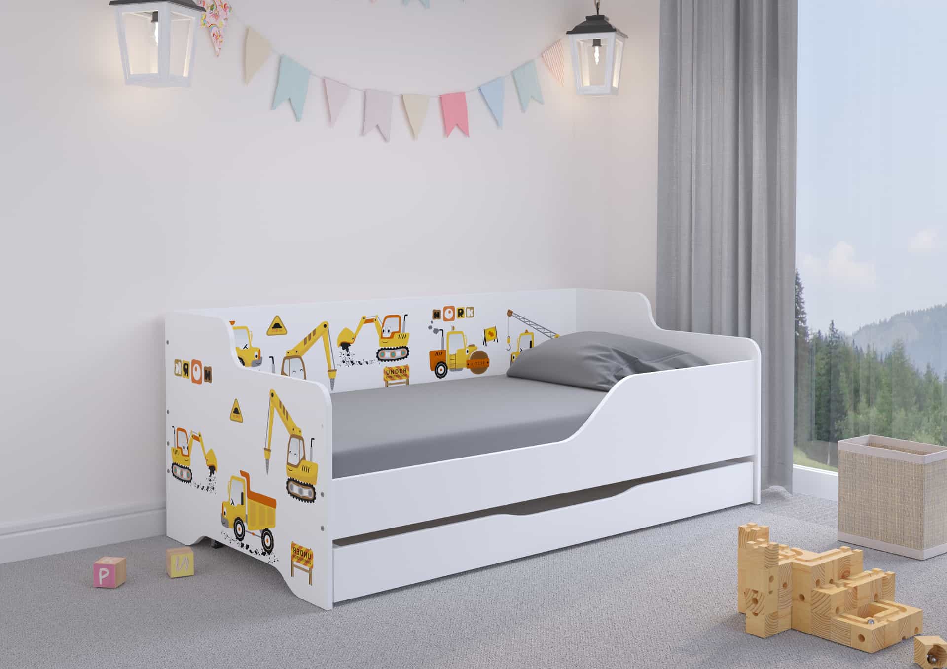 Łóżko dziecięce LILU 160x80 PLAC BUDOWY-komplet