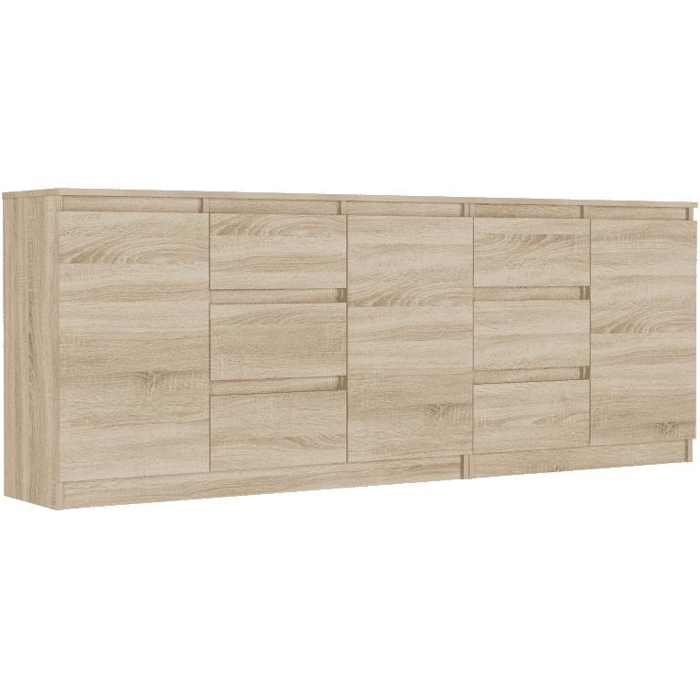 Zestaw komód sonoma, 200x76x33 cm łącznie (120+80 cm), 6 szuflad, 3 drzwi, Framire R-200-S6