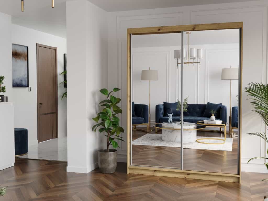 Szafa przesuwna Rivano II 150 cm artisan z 2 lustrami 2-drzwi