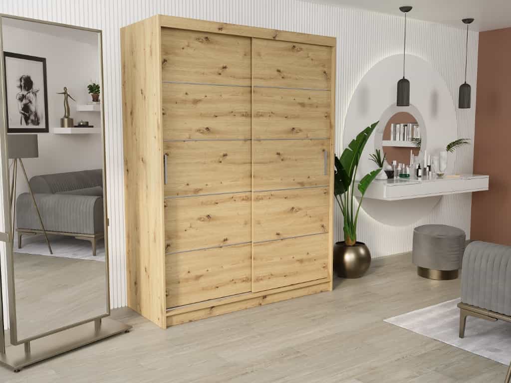 Szafa przesuwna Rivano IV 150 cm artisan 2-drzwi artisan srebrne szprosy