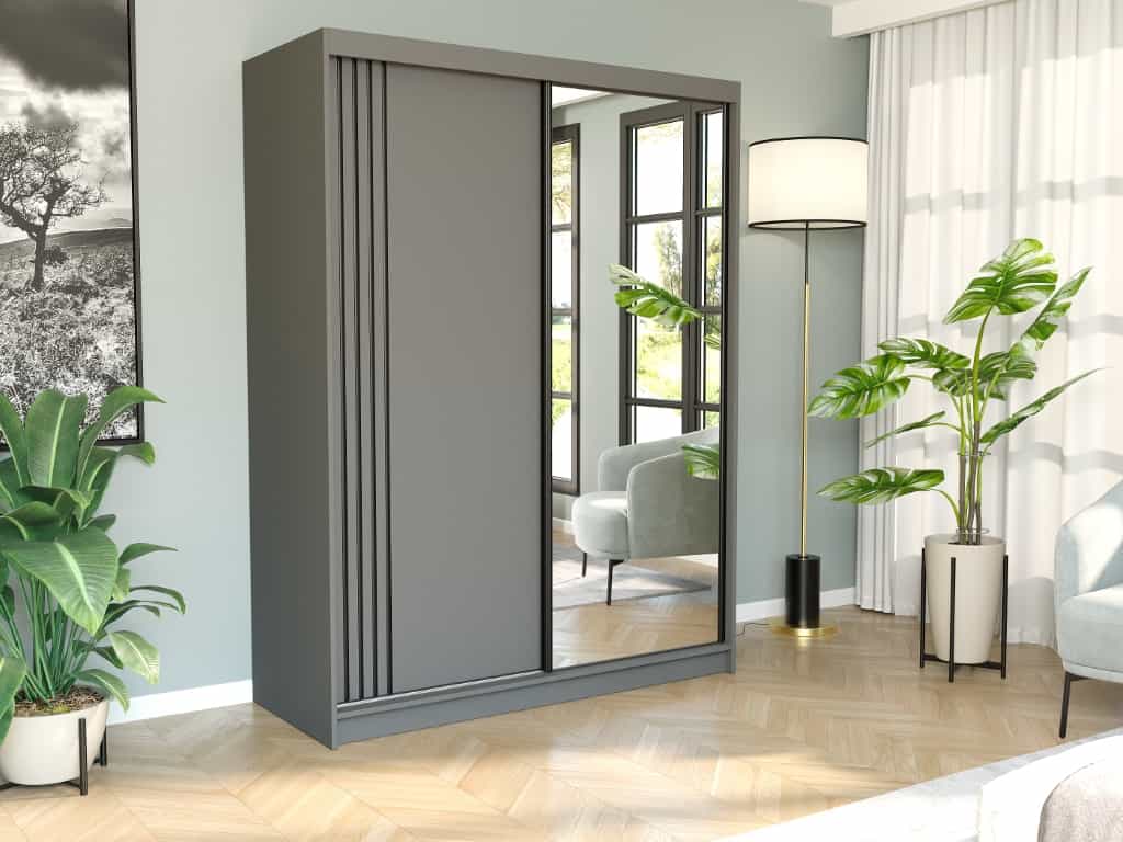 Szafa przesuwna antracyt 150 x 200 x 60 cm - RIVANO V