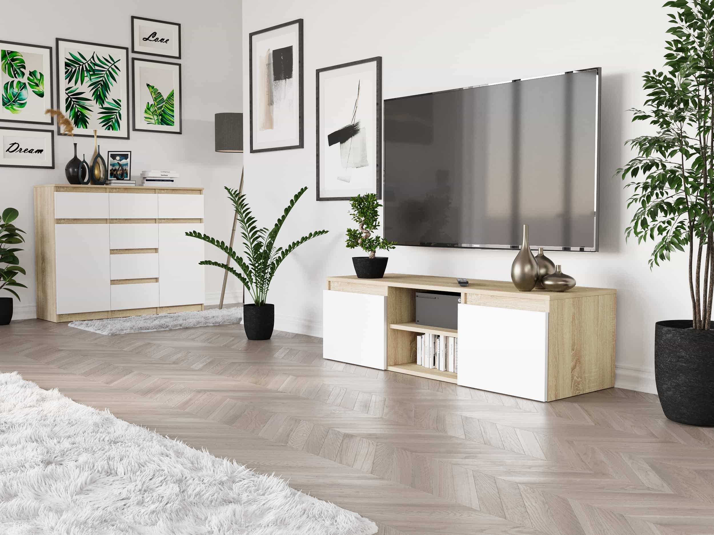 Szafka RTV Tania Sonoma Mix 120 x 40 x 36 cm - Modern RTV