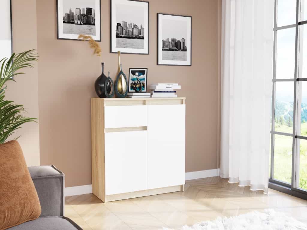 Komoda do pokoju dziecka z szufladą i szafką Sonoma Mix 80 x 40 x 98 cm - Modern S1