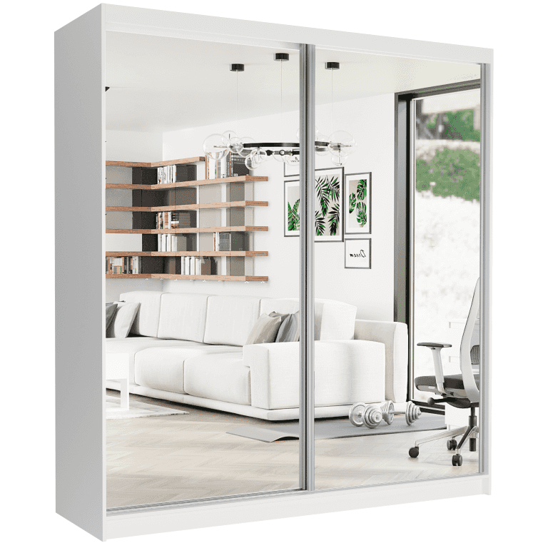 Szafa przesuwna Tivaro II 203 cm biała z 2 lustrami 2-drzwi białe