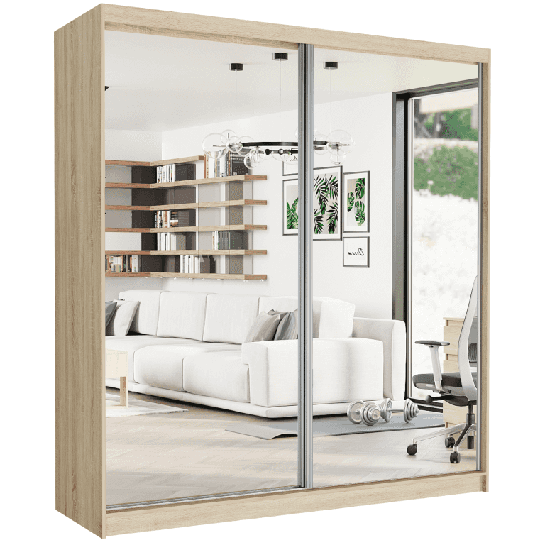 Szafa przesuwna Tivaro II 203 cm sonoma z 2 lustrami 2-drzwi