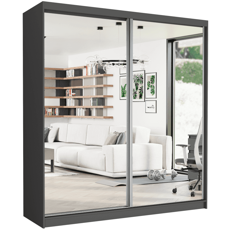 Szafa przesuwna Tivaro II 203 cm antracyt z 2 lustrami 2-drzwi