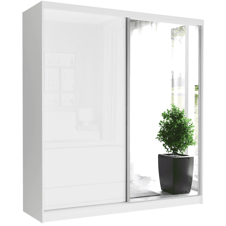 Szafa przesuwna Tivaro V 203 cm biała z lustrem 2-drzwi biały półpołysk