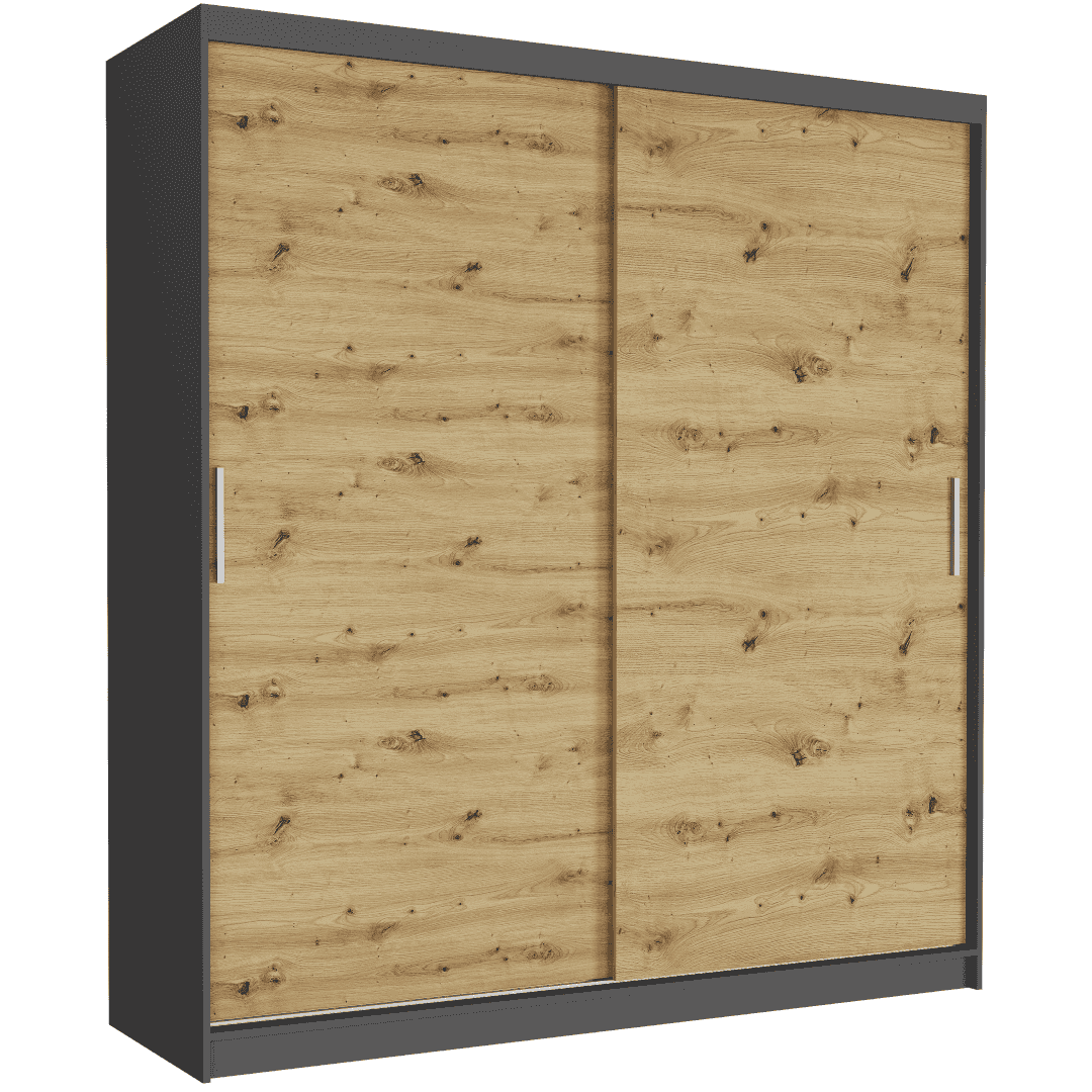 Szafa przesuwna Tivaro VI 203 cm czarna 2-drzwi artisan