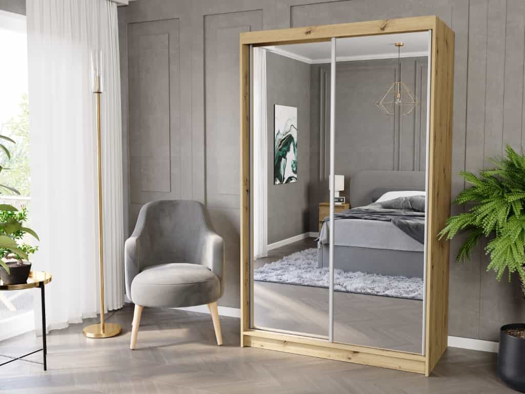 Szafa przesuwna Vega II 120 cm artisan z 2 lustrami 2-drzwi