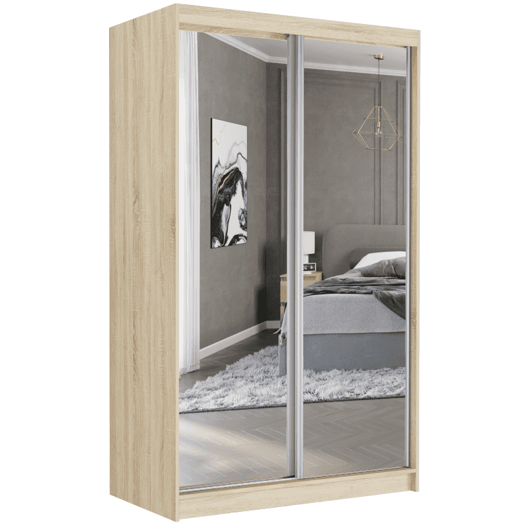 Szafa przesuwna Vega II 120 cm sonoma z 2 lustrami 2-drzwi