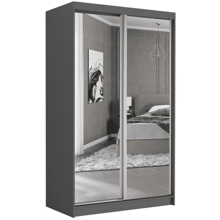 Szafa przesuwna Vega II 120 cm antracyt z 2 lustrami 2-drzwi