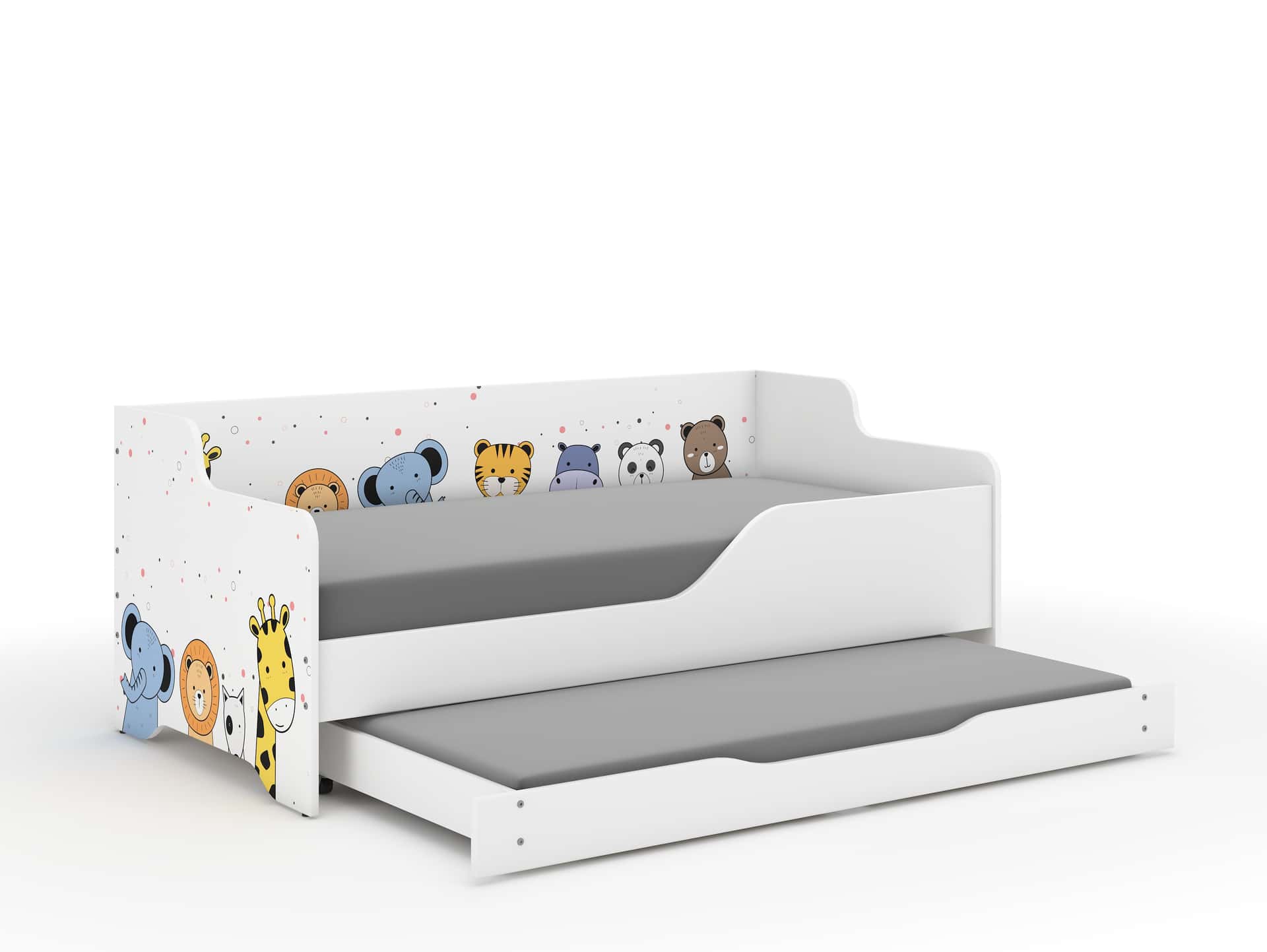 Łóżko dziecięce LILU 160x80 MINI ZOO z funkcją spania