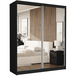 Szafa przesuwna Luna II 183 cm czarna z 2 lustrami 2-drzwi