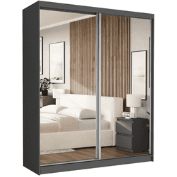 Szafa przesuwna Luna II 183 cm antracyt z 2 lustrami 2-drzwi