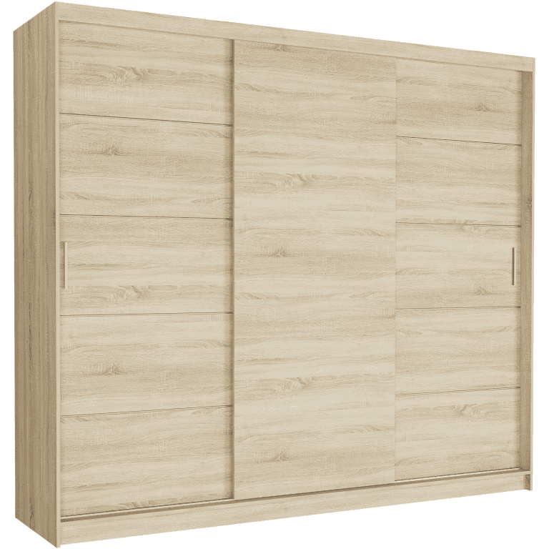 Szafa przesuwna Norvio III 250 cm sonoma 3-drzwi sonoma srebrne szprosy