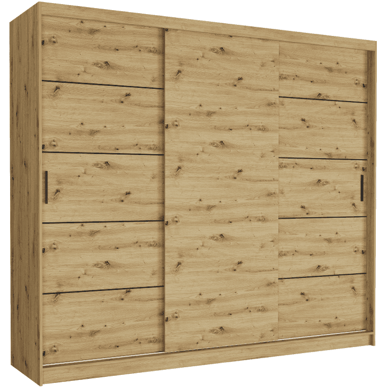 Szafa przesuwna Norvio IV 250 cm artisan 3-drzwi artisan czarne szprosy