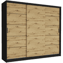 Szafa przesuwna Norvio IV 250 cm czarna 3-drzwi artisan czarne szprosy