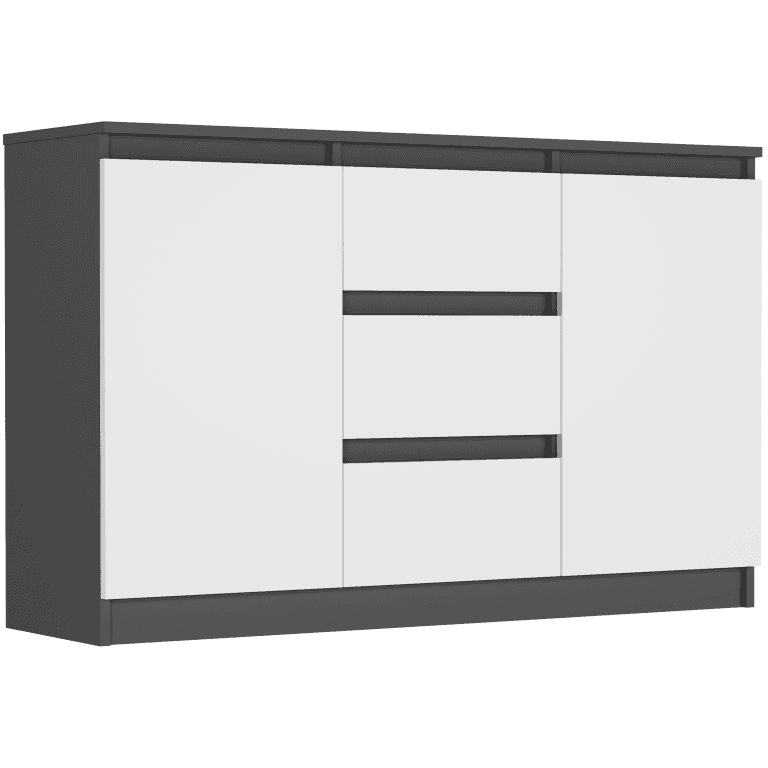 Komoda antracyt mix biały 120x76x33 cm, 3 szuflady i 2 drzwi, Framire R-120-S3