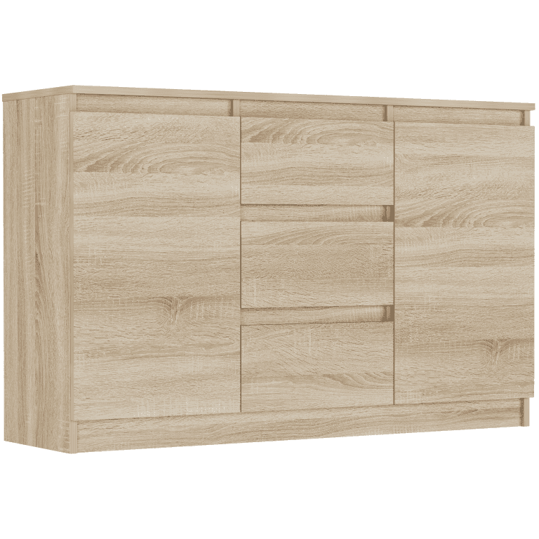 Komoda sonoma 120x76x33 cm, 3 szuflady i 2 drzwi, Framire R-120-S3