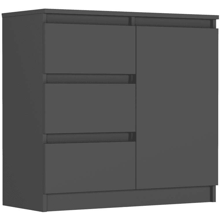 Komoda antracyt 80x76x33 cm, 3 szuflady i 1 drzwi, Framire R-80-S3