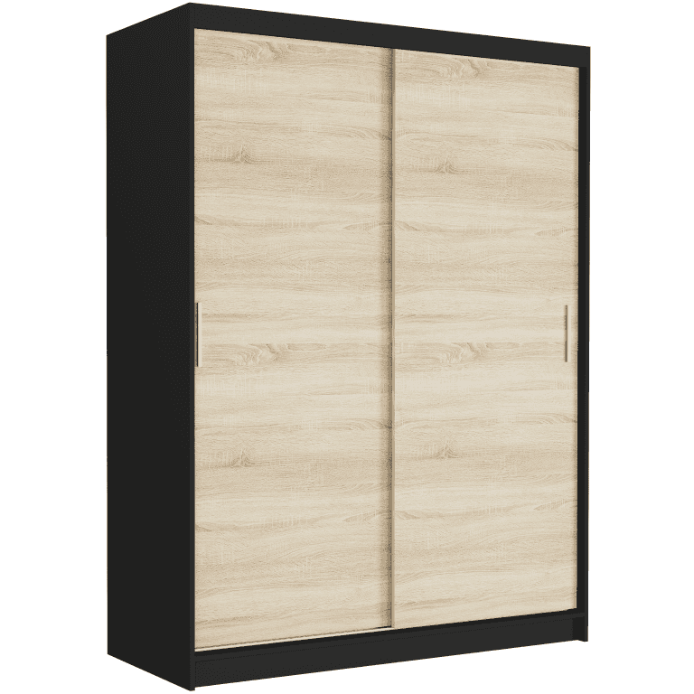 Szafa przesuwna Rivano III 150 cm czarna 2-drzwi sonoma