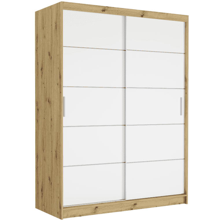 Szafa przesuwna Rivano IV 150 cm artisan 2-drzwi białe srebrne szprosy