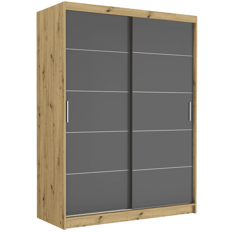Szafa przesuwna Rivano IV 150 cm artisan 2-drzwi antracyt srebrne szprosy