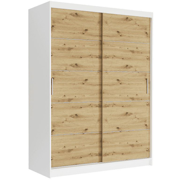 Szafa przesuwna Rivano IV 150 cm biała 2-drzwi artisan srebrne szprosy