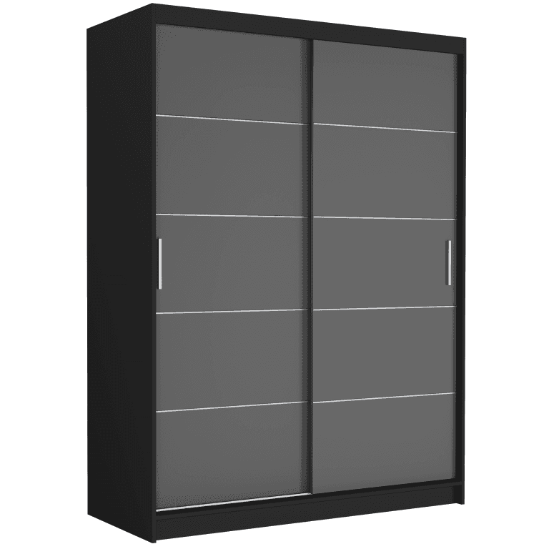 Szafa przesuwna Rivano IV 150 cm czarna 2-drzwi antracyt srebrne szprosy