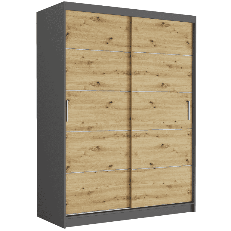 Szafa przesuwna Rivano IV 150 cm antracyt 2-drzwi artisan srebrne szprosy