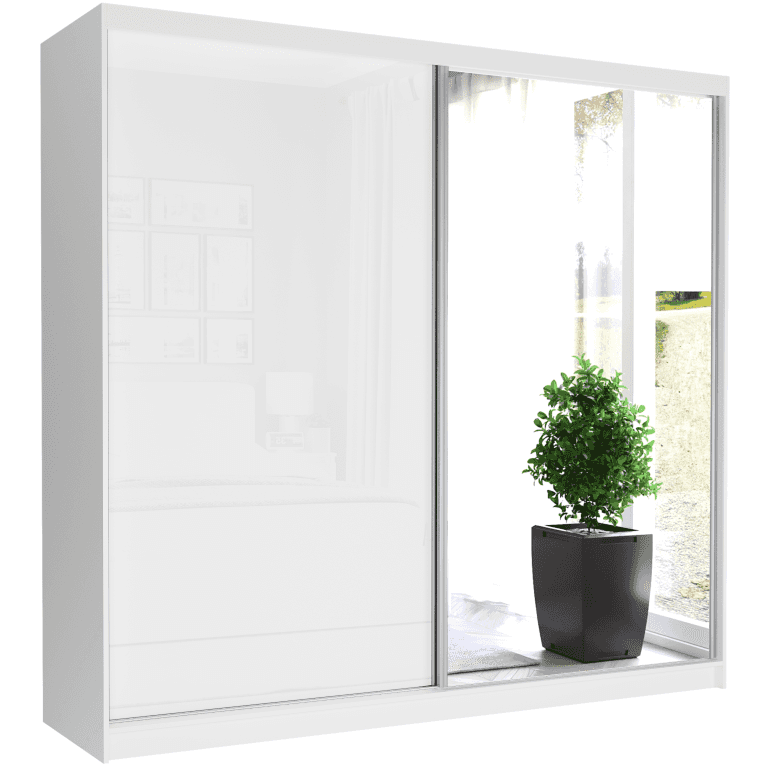 Szafa przesuwna Selvio V 233 cm biała z lustrem 2-drzwi biały półpołysk