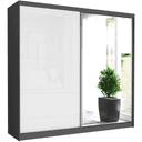 Szafa przesuwna Selvio V 233 cm antracyt z lustrem 2-drzwi biały półpołysk
