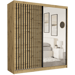 Szafa przesuwna Tivaro I 203 cm artisan z lustrem 2-drzwi artisan czarne lamele