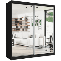 Szafa przesuwna Tivaro II 203 cm czarna z 2 lustrami 2-drzwi