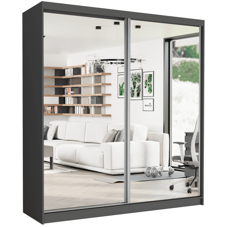 Szafa przesuwna Tivaro II 203 cm antracyt z 2 lustrami 2-drzwi