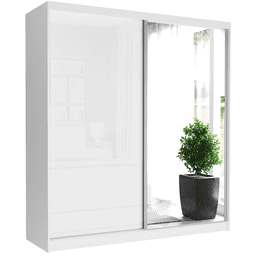 Szafa przesuwna Tivaro V 203 cm biała z lustrem 2-drzwi biały półpołysk