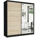 Szafa przesuwna Tivaro VIII 203 cm czarna z lustrem 2-drzwi sonoma srebrne szprosy