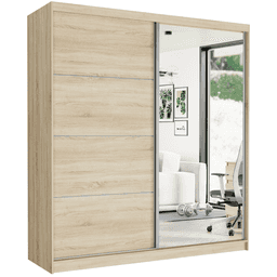 Szafa przesuwna Tivaro VIII 203 cm sonoma z lustrem 2-drzwi sonoma srebrne szprosy