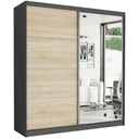 Szafa przesuwna Tivaro VIII 203 cm antracyt z lustrem 2-drzwi sonoma srebrne szprosy