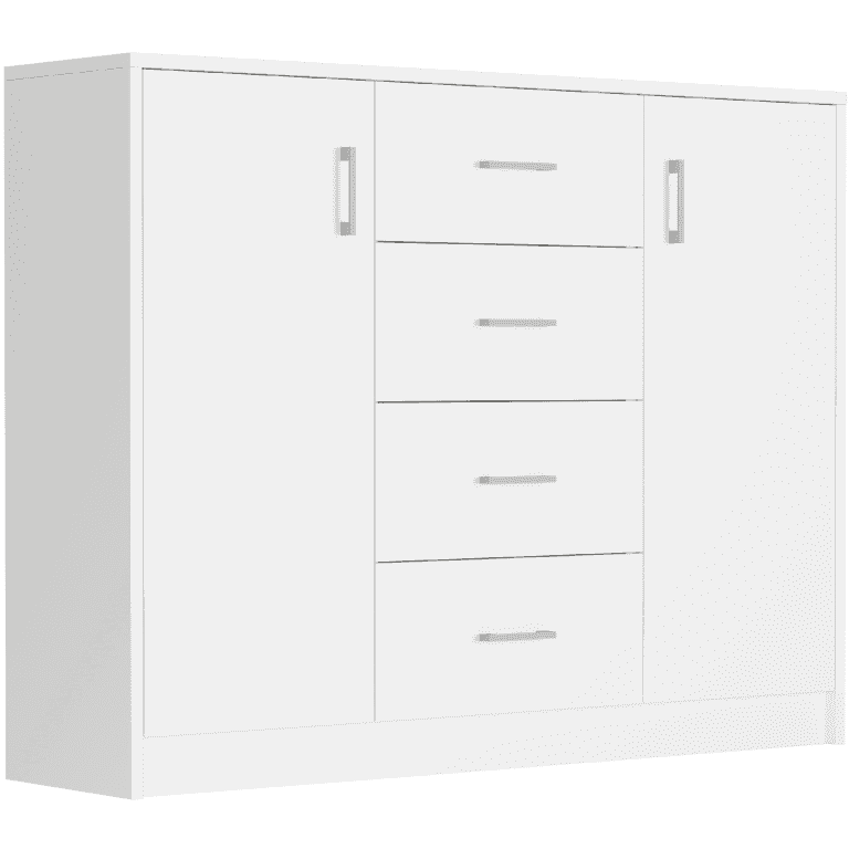 Komoda pod telewizor z szufladami i szafkami biała 110 x 35 x 85 cm - Modern U1