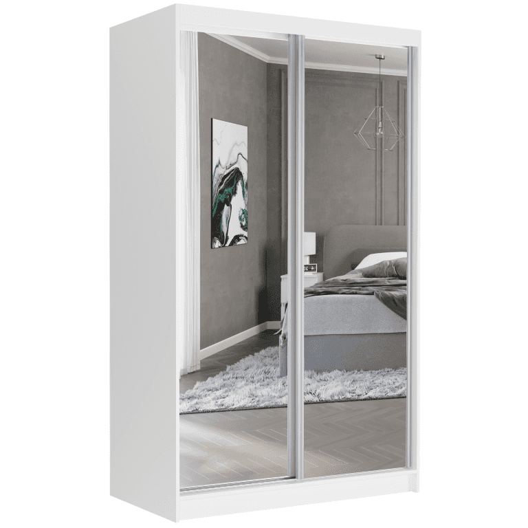 Szafa przesuwna Vega II 120 cm biała z 2 lustrami 2-drzwi